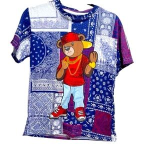 0365 NEW FRESH LAUNDRY BOYS BLUE URBAN BEAR SHORT SLEEVE SHIRT